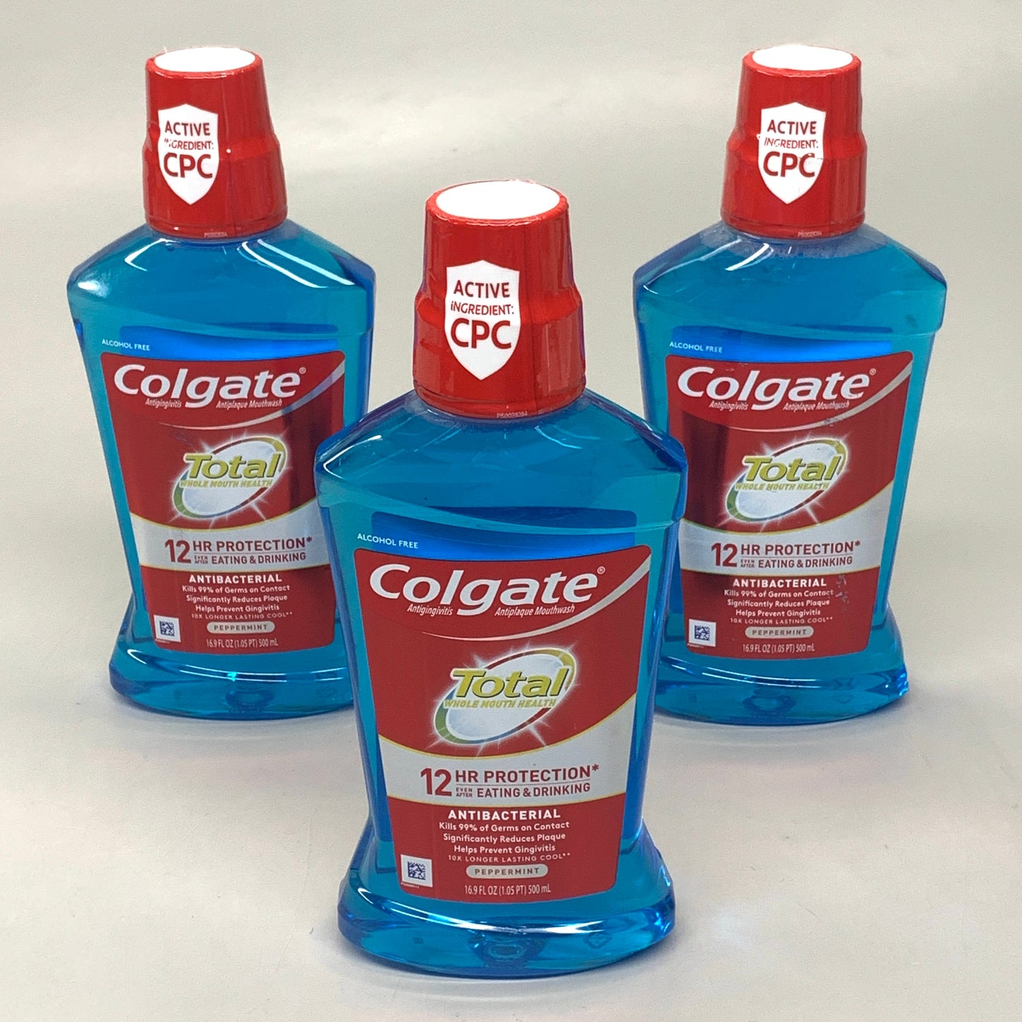 COLGATE (3 PACK) Total 12 Hour Mouthwash Peppermint BB 04/24 16.9 fl oz 926305