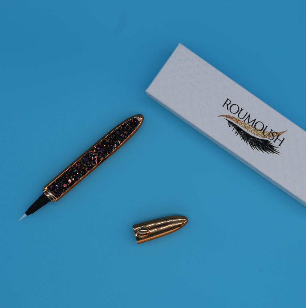 Roumoush: Gold Black Rhinestone Glue Eyeliner For Mink Lashes