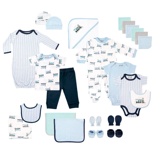 Luvable Friends Baby Boy Layette Gift Cube, Train 0-6 Months