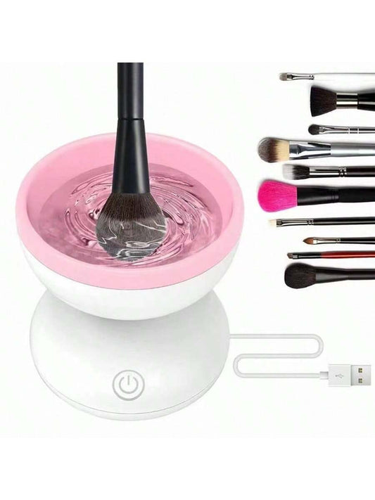Pink Washing Tool Clean Silicone Makeup Brush Cleaning Machine USB Portable Deep Clean Cosmetic Blushes Electric Brush Cleanser