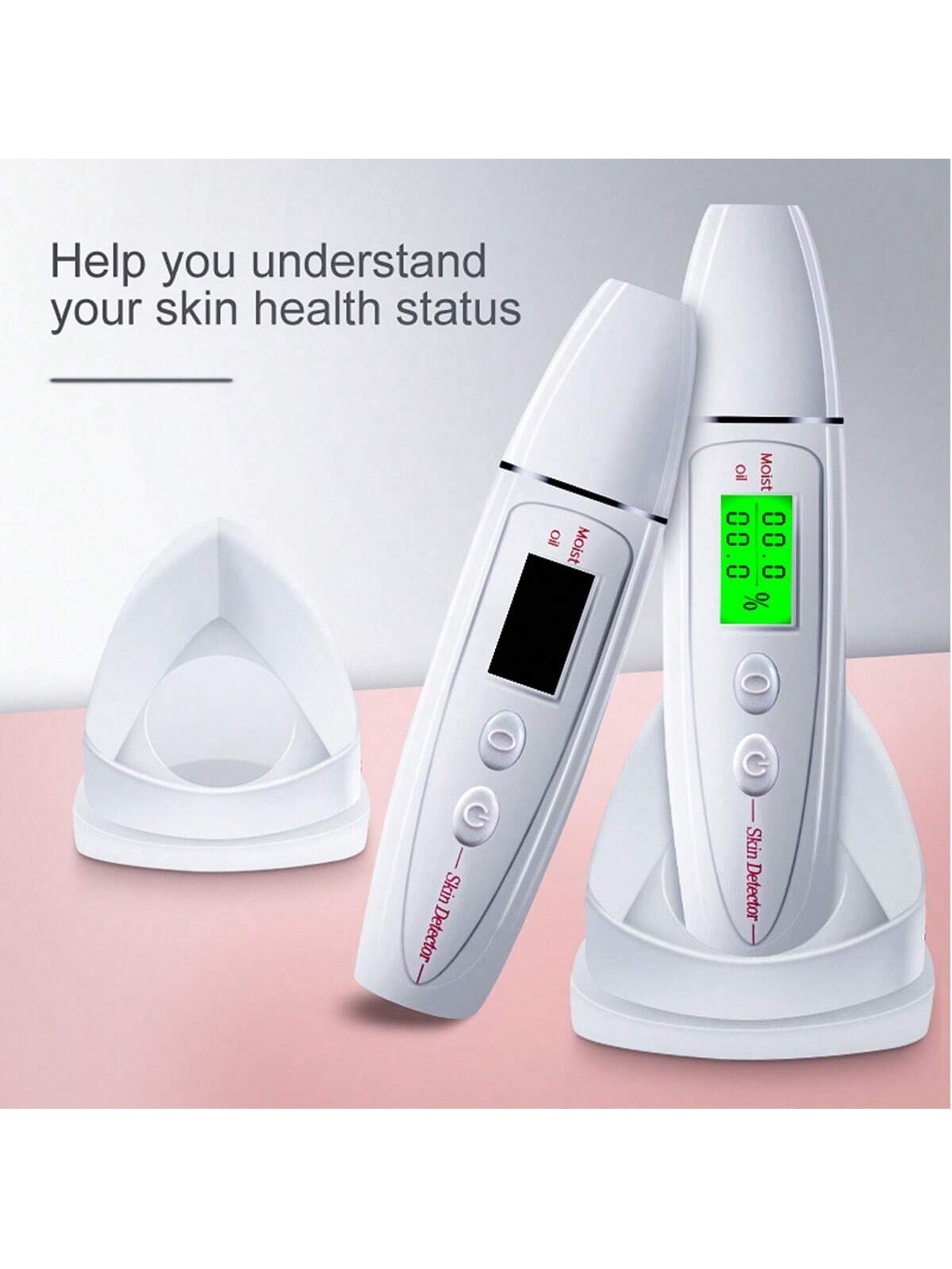 Digital Skin Testing Pen, With Lcd Screen, Test Facial Skin Moisture/oil, For Travel, Home And Beauty Salon Skin Care, White