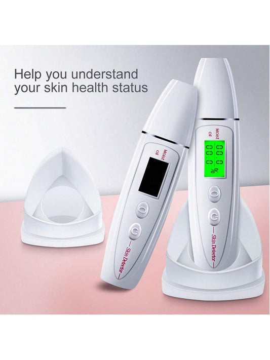 Digital Skin Testing Pen, With Lcd Screen, Test Facial Skin Moisture/oil, For Travel, Home And Beauty Salon Skin Care, White