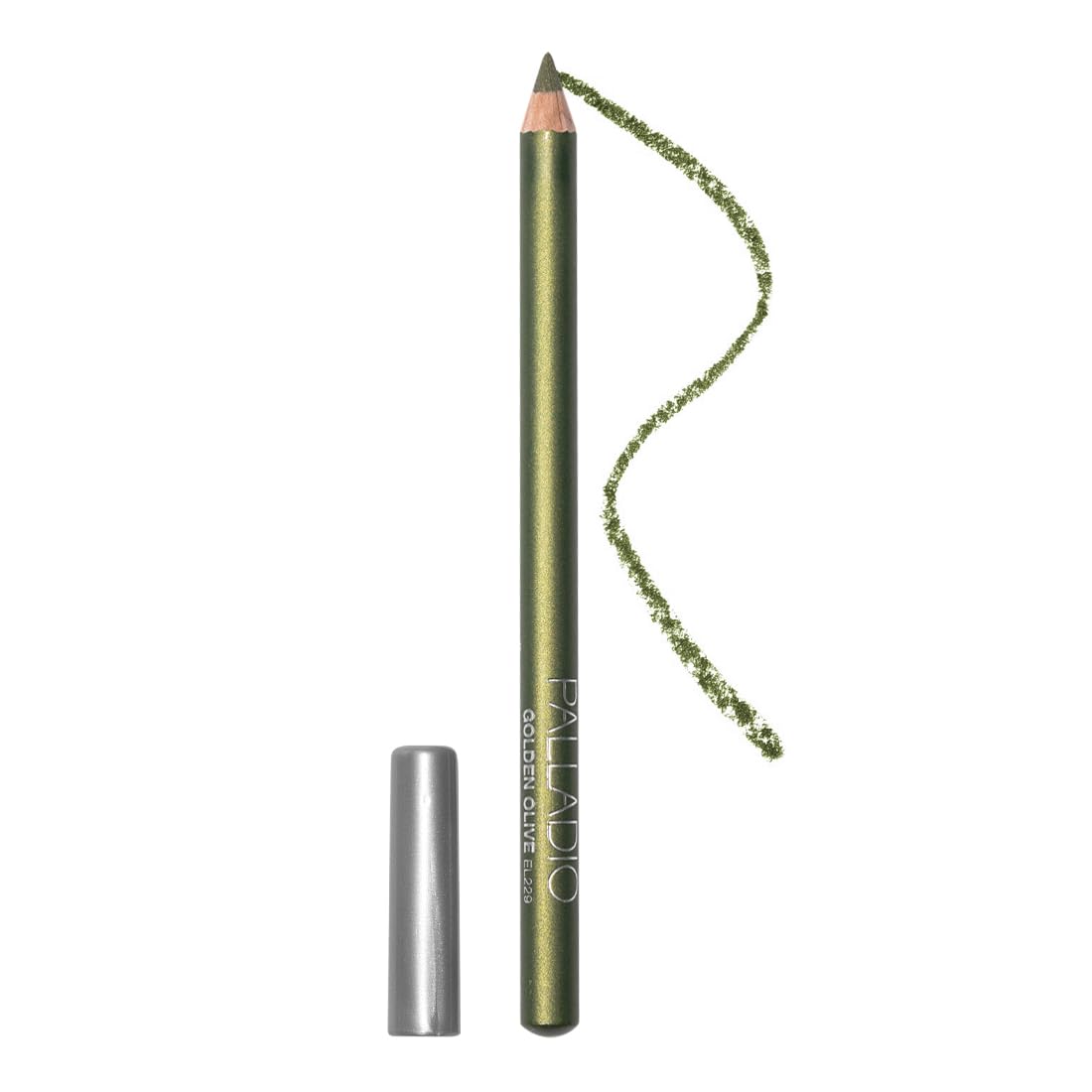 Palladio Wooden Eyeliner Pencil, Thin Pencil Shape, Easy Application, Firm yet Smooth Formula, Perfectly Outlined Eyes, Contour and Line, Long Lasting, Rich Pigment, Golden Olive
