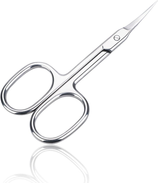 Cuticle Scissors Extra Fine Curved, Nail Scissors Extremely Slim Eyebrow Scissors Small Manicure Scissors with Precise Pointed Tip Grooming/Beauty Scissors for Beard Eyelash Mustache Nose Hair