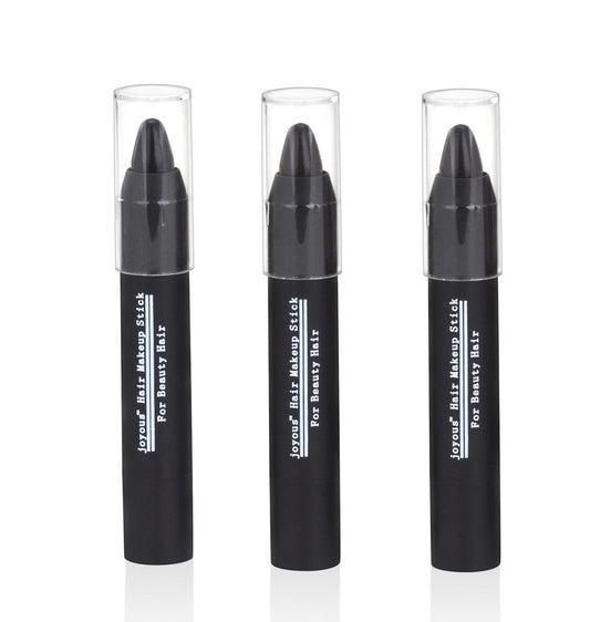 Professional Temporary Hair Chalk Pen Hair Dye Color Non-toxic No Mess Cover White Hair Color Patch Works on All Hair Natural Black Color 3 packs/set (Black)