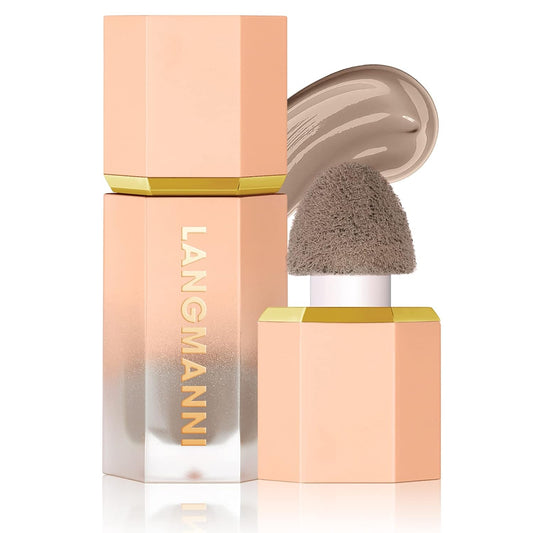 URQT Highly Pigmented Liquid Contour - Built-in Sponge Tip Sculpted Complexion Wand Contour Non-Greasy Long Lasting Natural Weightless Buildable Highlighters Contour Contouring Bronzer (#102 SOFT TAN)