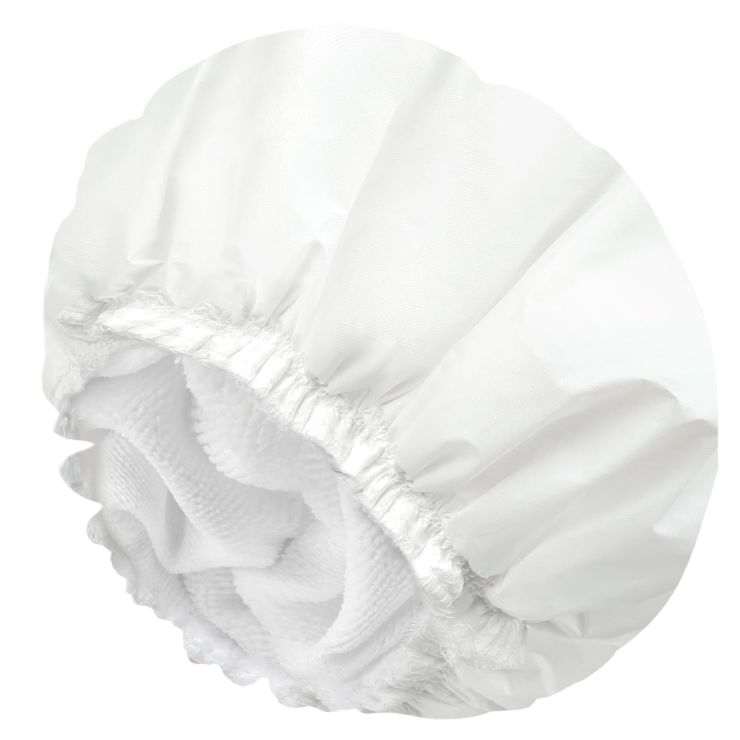 Shower Caps for Women, Terry Cloth Lined EVA Exterior Elastic and Reusable Bath Caps, Double Waterproof Layers Shower Cap, Bathing Shower Caps, Environmental Protection Bath Hair Cap - White