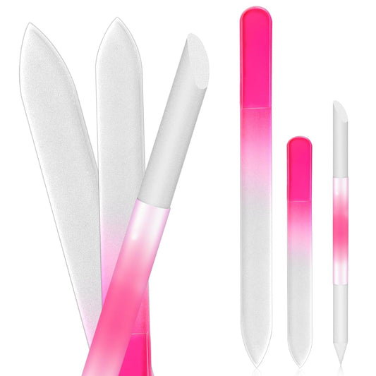 3 PCS Glass Cuticle Pusher Stick Manicure Sticks for Nails Cuticle Remover Cuticle Trimmer Crystal Glass Nail Tools Double Headed Nail File Cuticle Stick Pusher Set