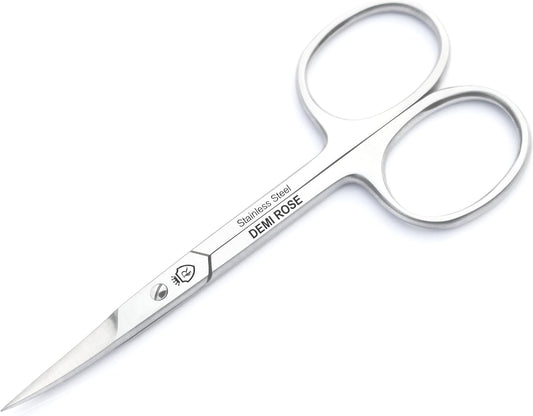 Nail Scissors Curved - Professional Stainless Steel Manicure, Grooming Scissors for eyebrow, Mustache, Nose Hair, Eyelash, Dry Skin - Cuticle Scissors (Manicure Scissors)