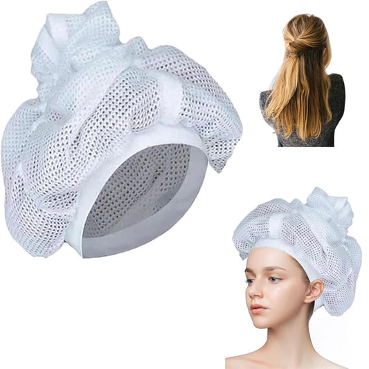 Net Plopping Cap for Drying Curly Hair Plopping Cap Curly Hair with Drawstring Adjustable Net Plopping Cap for Drying Curly Hair Drawstring Net Plopping Cap, Net Plopping Bonnet (1 Piece)