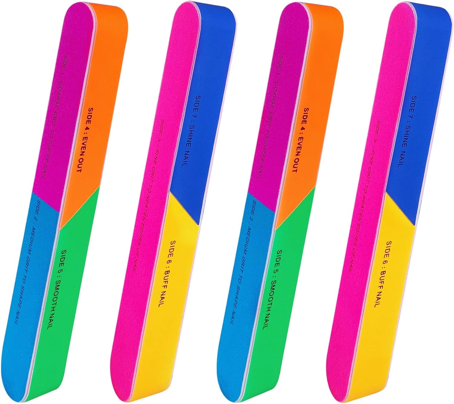 7 Way Nail Buffer (4 Pcs), Nail Buffers Blocks for Natural Nails Shine Smoother Upgraded Buffing Block Seven Steps Polisher Fingernail Files Buffer 120/240/600/3000/6000 Grit for Shinning Buff Nails