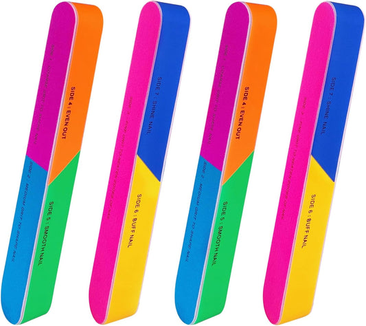 7 Way Nail Buffer (4 Pcs), Nail Buffers Blocks for Natural Nails Shine Smoother Upgraded Buffing Block Seven Steps Polisher Fingernail Files Buffer 120/240/600/3000/6000 Grit for Shinning Buff Nails