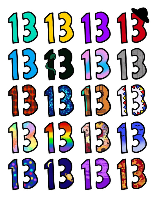 Lucky Number 13 Temporary Tattoos Stickers for Fans,20Pcs Number 13 Hand Tattoos Stickers Same Styles with Singer,Stickers 13 Hand Tattoo Concert Merch for Fans Gifts (Colorful)
