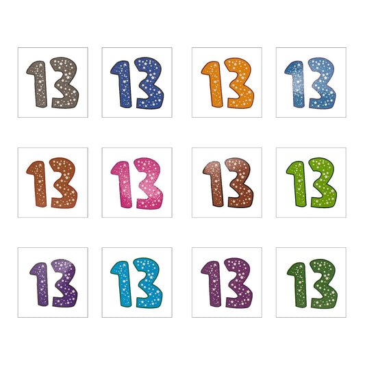 Lucky Number 13 Temporary Tattoos Stickers,Removable 13 Stickers Hand Tattoo with Glitter Star,Eras Tour Merch,Concert Accessories for Fans Gifts (multicolor-glitter star(36pcs))