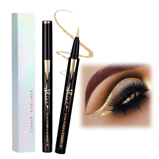 Eyeliner Waterproof Colored Liquid Eyeliner Sparkle Shimmer Gold Liquid Eyeliner Metallic Satin Finish Colorful Sparkle Eyeliner Pen Long Wearing with 0.01MM Ultra-Fine Tip