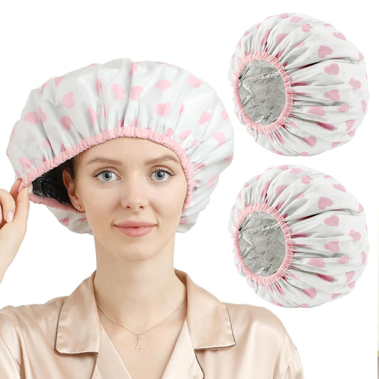 2 Pieces Heat Cap For Deep Conditioning, Conditioning Cap Made Of Aluminum Foil For Home And Salon Use, Hair Dyeing And Hot Oil Treatment Tools (White pink)