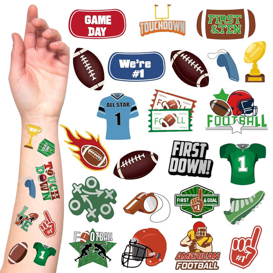 10 Sheets Football Temporary Tattoos,240 Pieces in 97 Designs Football Themed Tattoos Stickers for Football Game Party Decorations Favors Supplies