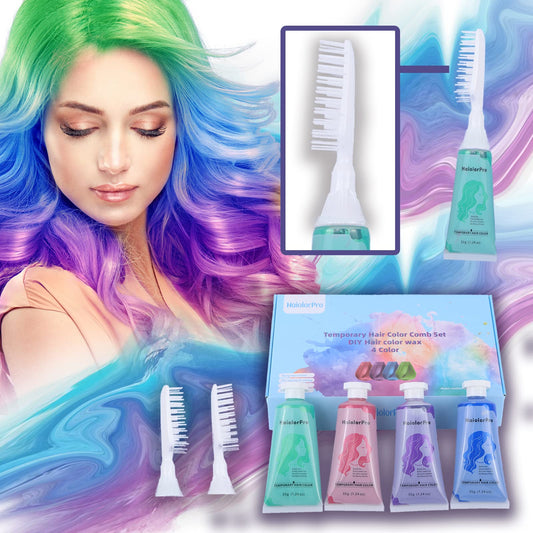 HaiolorPro Temporary Hair Color Wax Kit for Boys & Girls, Hair Chalk for Kids& Adults Washable, 4 PCS Temporary Hair Dye, Kids Temporary Hair Makeup Sets Dye for Dark Hair