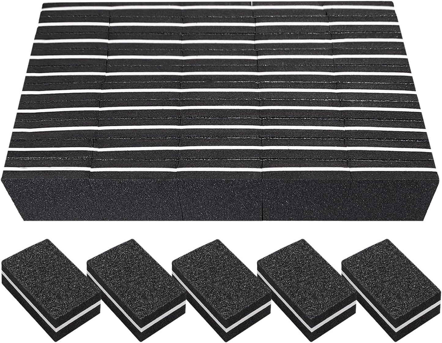 Nail Buffers (50 Pack), Mini Buffer Block Nail File for Acrylic Nails and Natural Nails, 100/180 Grit Nail Buffer Block Bulk Buffing Blocks for Nail Buff Professional Manicure File Blocks Set Black