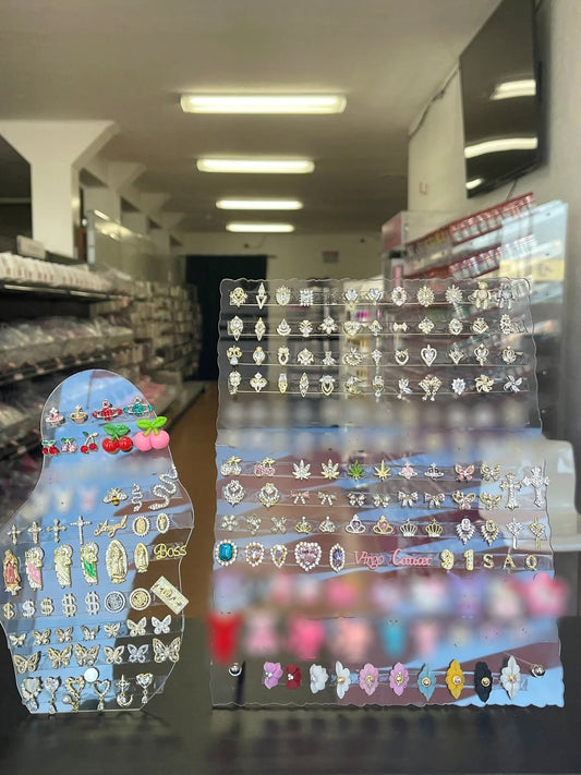 Clear Nail Charm Display Stand + Tapes