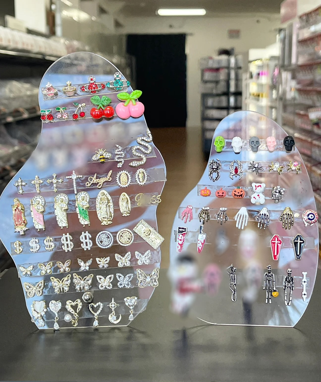Clear Nail Charm Display Stand + Tapes