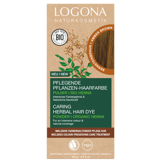 Logona Herbal Hair Dye Powder Amber Brown 100g (replacement for Nut Brown)