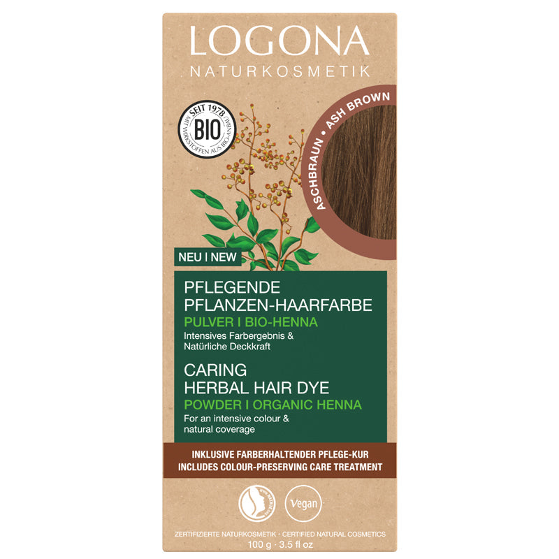 Logona Herbal Hair Dye Powder Ash Brown 100g (replacement for Natural Brown)
