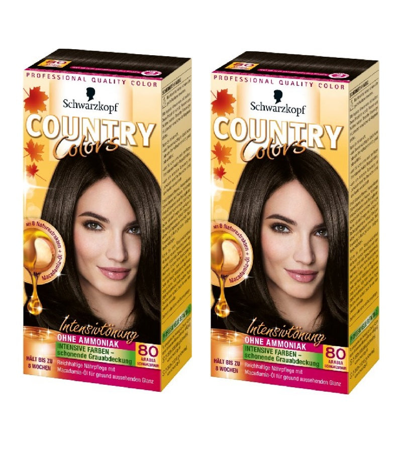 2xPack Schwarzkopf Country Colors Intensive Tint -  80 Arabia Black Brown