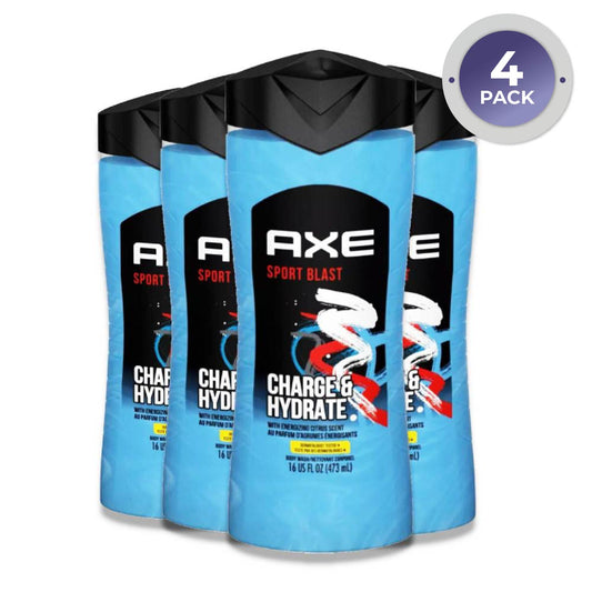 Axe Sport Blast Clean + Recharged 2-in-1 Body Wash Soap + Shampoo - 16 fl oz -  4 Pack