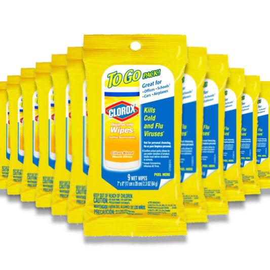 Clorox Disinfecting Wipes On The Go, Bleach Free Travel Wipes, Citrus Blend  9 Ct - 24 Pack