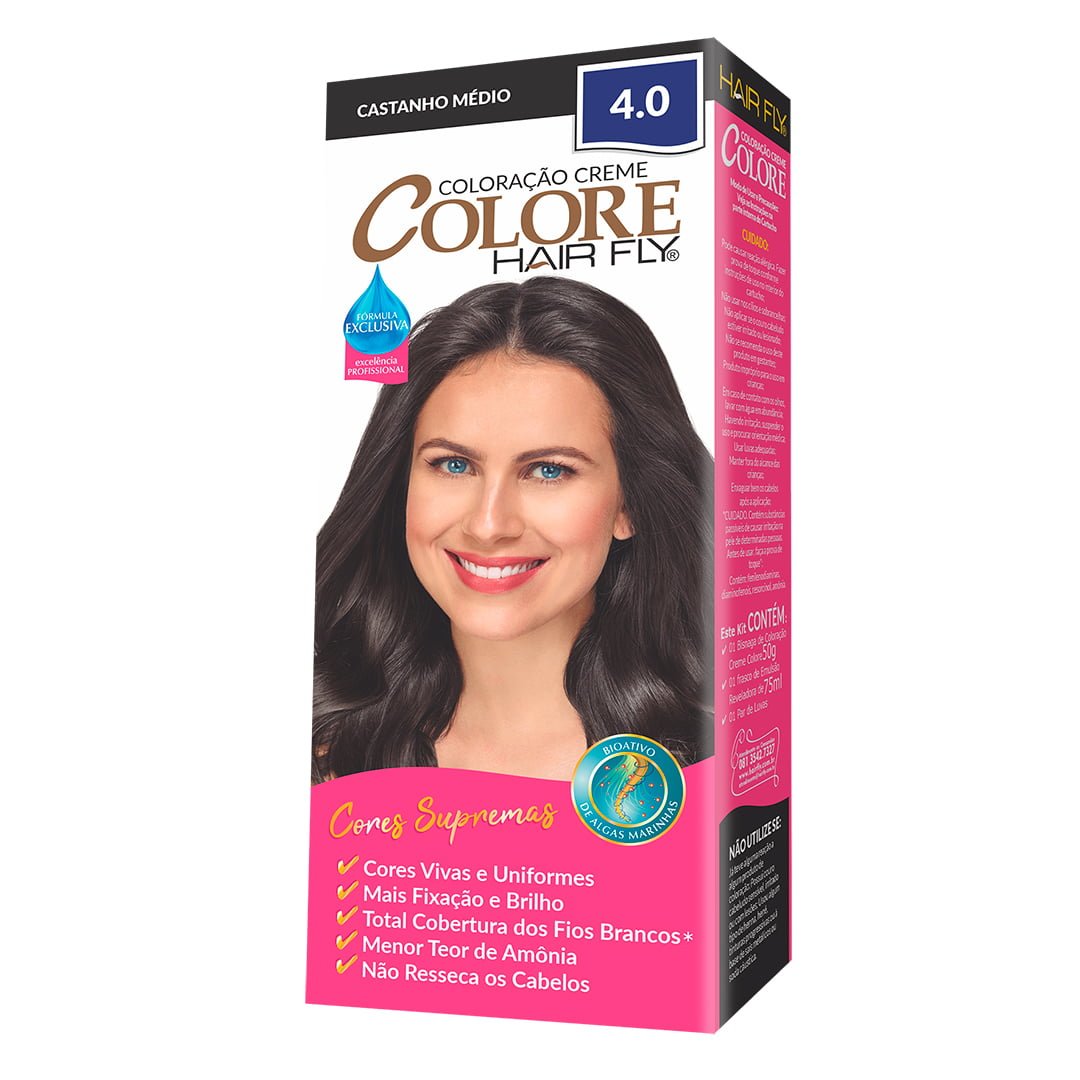 Hair Fly Coloring Cream Colors 4.0 - Medium Brown 125g