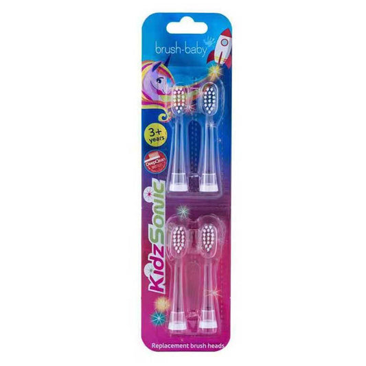 KidzSonic? Electric Toothbrush Replacement Brush Heads - Ages 3+ Years (Pack of 4)